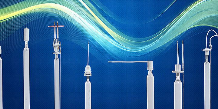UV lamps with different connections lined up next to each other